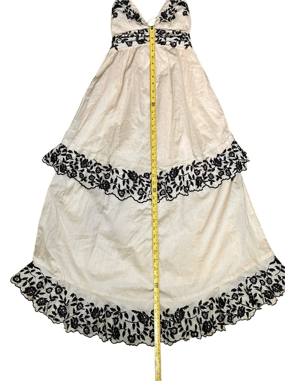 Abercrombie & Fitch maxi dress beige black floral embroidery XS